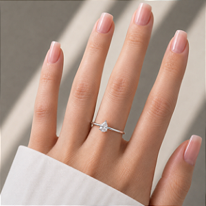 Anel Solitário Gota Moissanite em Prata 925