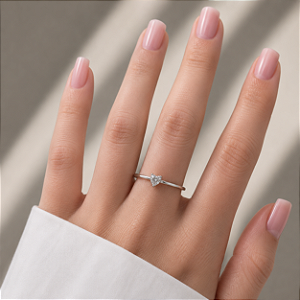 Anel Solitário Coração Moissanite em Prata 925
