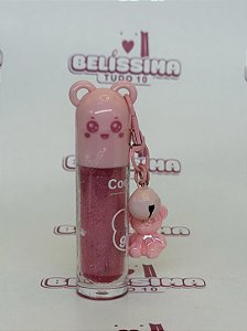 Gloss Labial Glitter com Chaveiro Ursinho Rosa