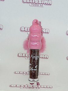 Lip Gloss Angel com Pompom Rosa