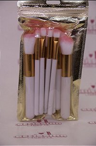 Kit de Pincéis para Maquiagem Branco e Dourado