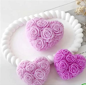 MOLDE DE SILICONE CORAÇÃO FLORAL P