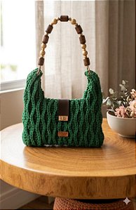 Bolsa de Crochê Folhas Verde Bandeira