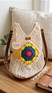 Bolsa de Crochê Verena Colorida com Franjas