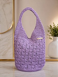 Bolsa de Crochê Roxa Somente Mão