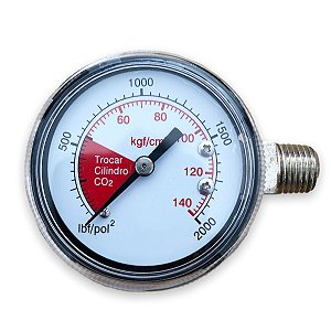 Manômetro Alta Pressão 140 kgf para regulador de CO2 HBS