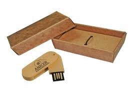 S79 - kit com pendrive de madeira giratória