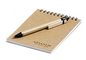 S461Bloco de anotações ecológico personalizado com caneta