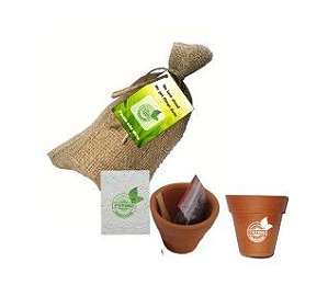 S109 - Kit plantio com saco de juta personalizado