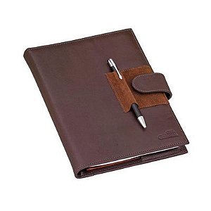 Agenda couro sintetico com caneta