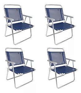 Kit 4 Cadeiras Oversize Alumínio Azul