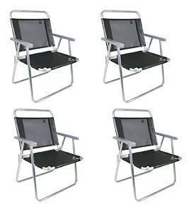 Kit 4 Cadeiras Oversize Alumínio Preta