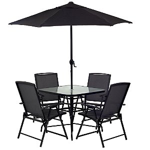 Conjunto De Mesa C/ 4 Cadeiras Para Jardim Área Externa Mor Estrutura Preto CHICAGO