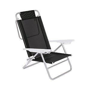 KIT COM 3 CADEIRAS SUMMER 6 POSIÇÕES PRETA EM ALUMINIO - MOR