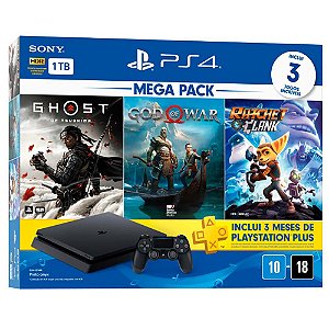 Ps4 Slim 1 TB Mega Pack + God Of War + Ratchet And Clank + Ghost Of Tsushima