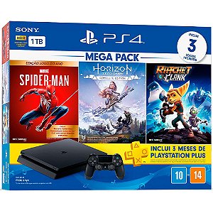 Ps4 Slim 1 TB Mega Pack + Spider Man + Horizon Zero Dawn - Ratchet and Clank