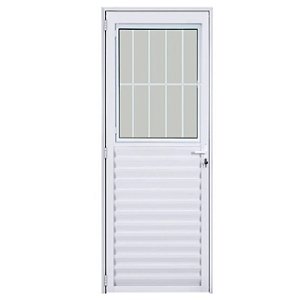 Porta alumínio branco social com postigo vidro mini boreal - linha 25