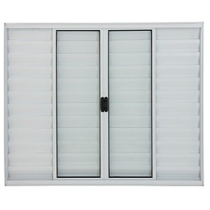 Janela veneziana alumínio branco 6 folhas sem grade vidro liso incolor - linha 20