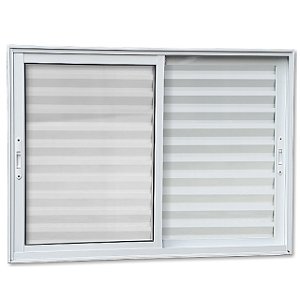 Janela veneziana alumínio branco 3 folhas móveis sem grade vidro liso incolor - linha 25
