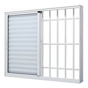 Pronta entrega - janela veneziana alumínio branco 3 folhas móveis com grade vidro liso incolor - jap caribe max