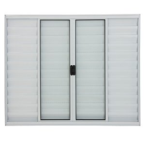 Pronta entrega - janela veneziana alumínio branco 6 folhas sem grade vidro liso incolor - linha 20