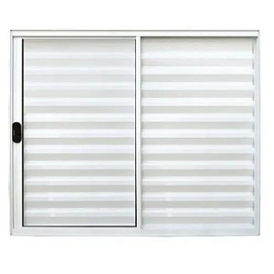 Janela veneziana alumínio branco 3 folhas uma fixa sem grade - linha 20