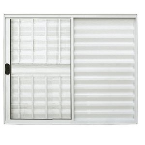Pronta entrega - janela veneziana alumínio branco 3 folhas uma fixa com grade vidro liso incolor - linha modular lux esquadrias