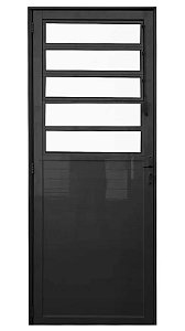 Porta lambril alumínio preto com basculante vidro mini boreal - linha 25 premium lux esquadrias