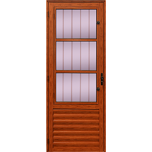 Porta social alumínio amadeirado vidro mini boreal - linha 25 esal