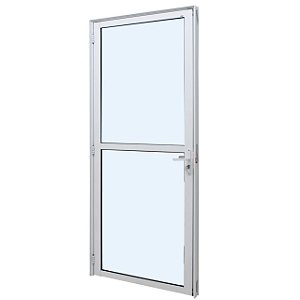 Porta alumínio branco abrir (giro) uma folha vidro liso incolor - linha 33 jap perfecta max