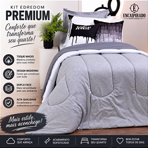 Kit Edredom Linho Colorful Solteiro cor:Cinza