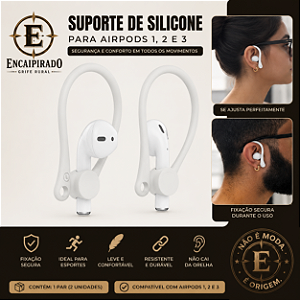 Fixador Suporte de Orelha Anti-Queda para Fone AirPods Cor:Branco
