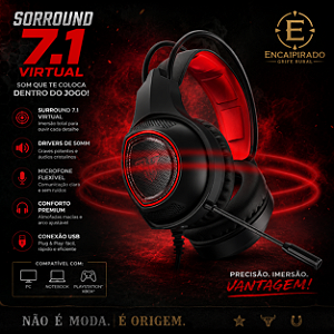Headset Gamer Sniper 7.1 USB Iluminação RGB Fantech HG16