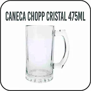 Caneca Chopp Vidro Cristal | Arte Personalizada