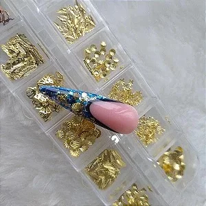 KIT FUNDO DO MAR DECORAÇÃO UNHAS DOURADO - D&Z