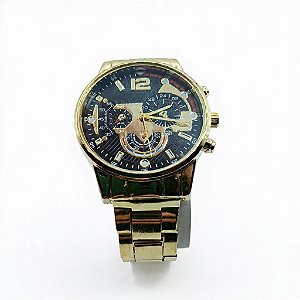 Relógio de Pulso Masculino Dourado Elegante