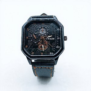 Relógio ITKUN Preto com Pulseira de Couro