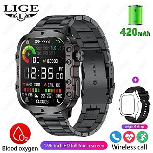 LIGE-Relógio Inteligente Impermeável para Homens, Chamada Bluetooth, Assistente