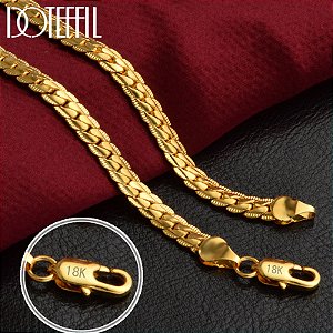 Doteffil 925 prata esterlina 16-24 Polegada 18k ouro 6mm completo lado corrente