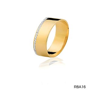 ALIANÇA R8A16 COM PEDRA 10K