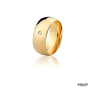 ALIANÇA M8A COM PEDRA 18K