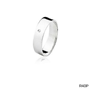 ALIANÇA R40 COM PEDRA PRATA