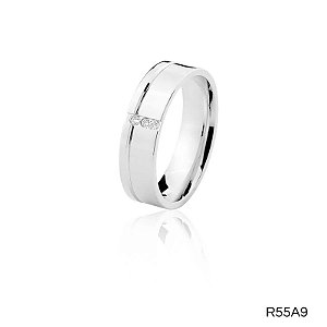 ALIANÇA R55A9 COM PEDRA PRATA