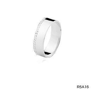 ALIANÇA R5A16 PRATA COM PEDRA