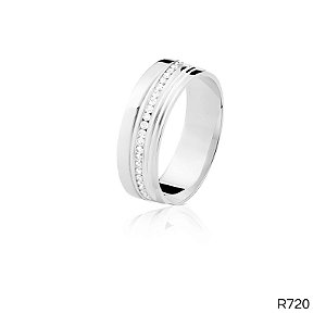 ALIANÇA R720 PRATA COM PEDRA
