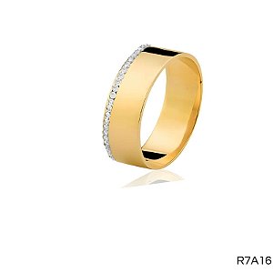 ALIANÇA R7A16 COM PEDRA 10K