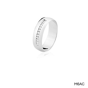 ALIANÇA M6AC PRATA COM PEDRA