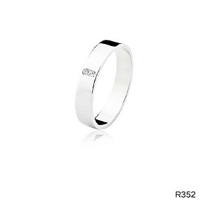 ALIANÇA R352 PRATA COM PEDRA