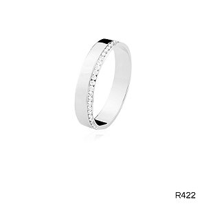 ALIANÇA R422 PRATA COM PEDRA