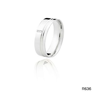 ALIANÇA R636 COM PEDRA PRATA